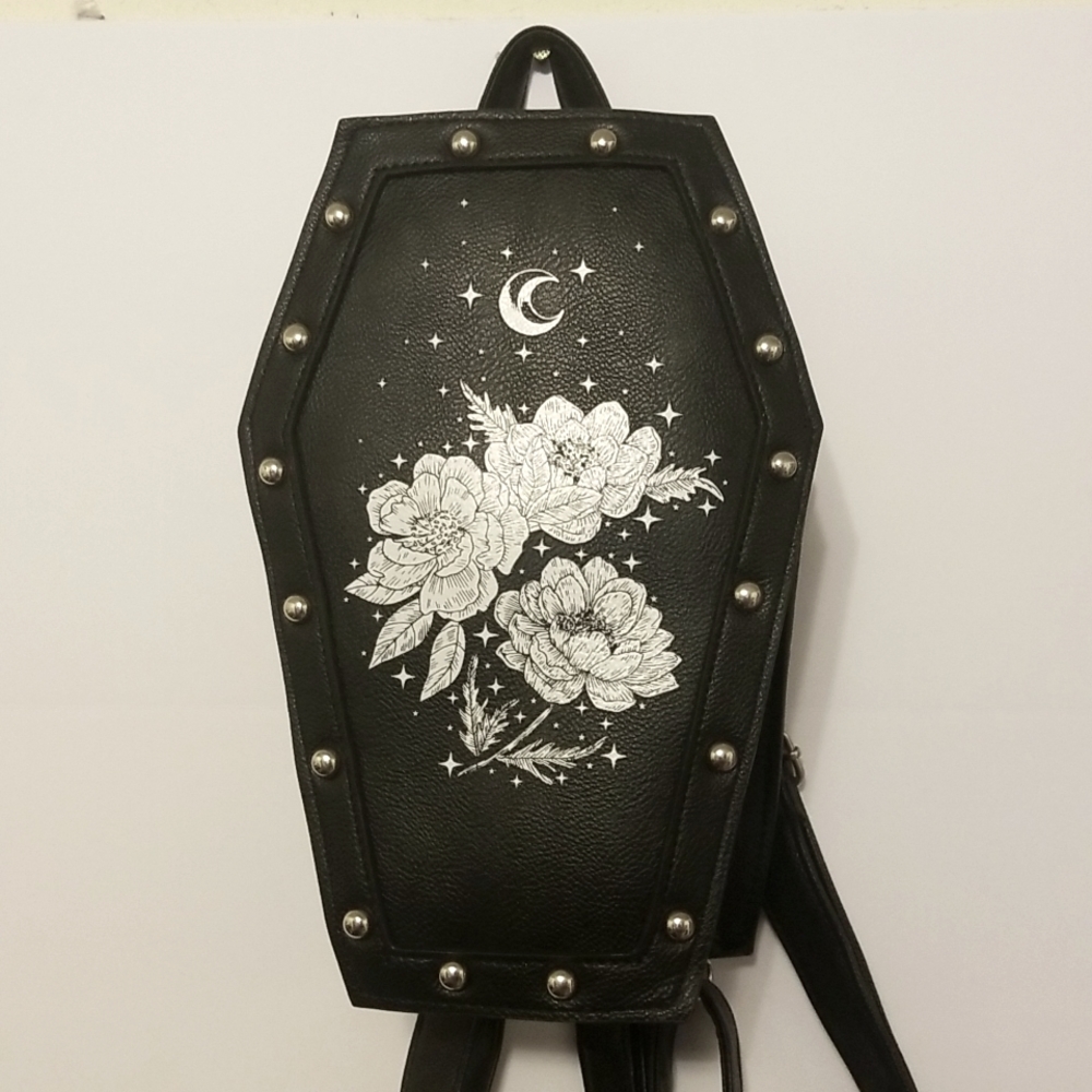 Gothic coffin shaped backpack.